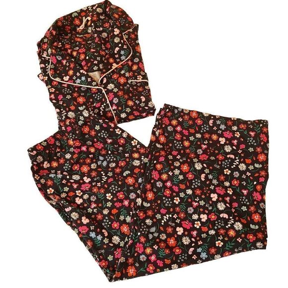 Kate Spade New York Black Mixed Floral Print Pajama Set Medium - Picture 10 of 14